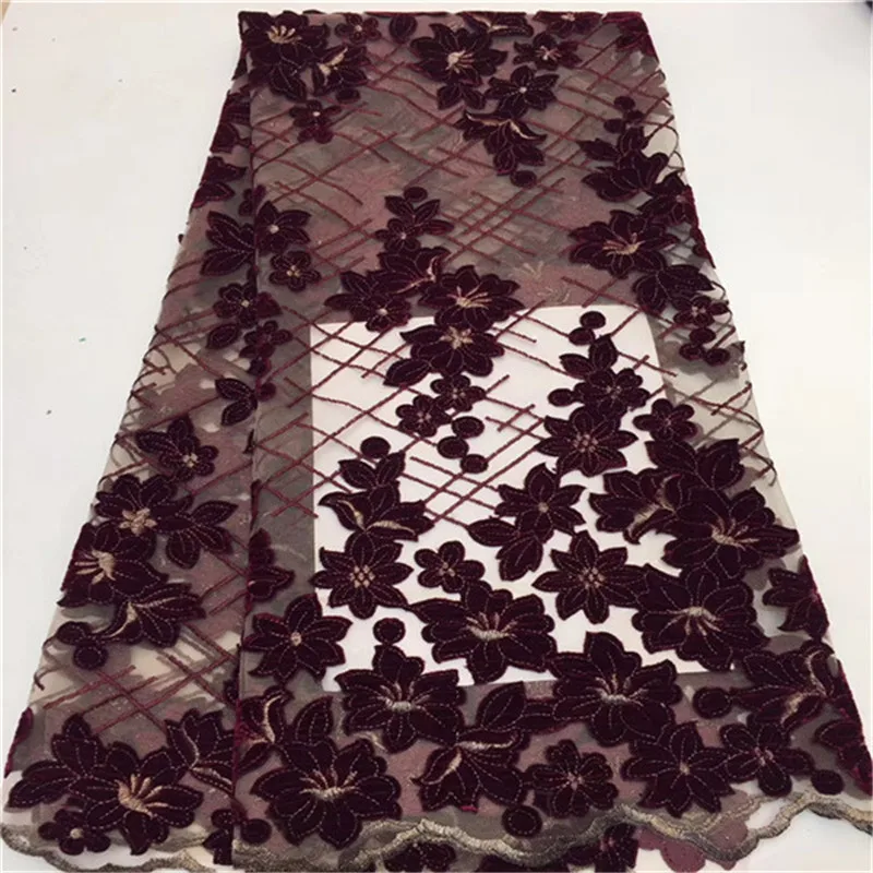 

2019 New Design African Lace Fabric 2019 High Quality Velvet Lace Cotton Dresses For Evening Dresses
