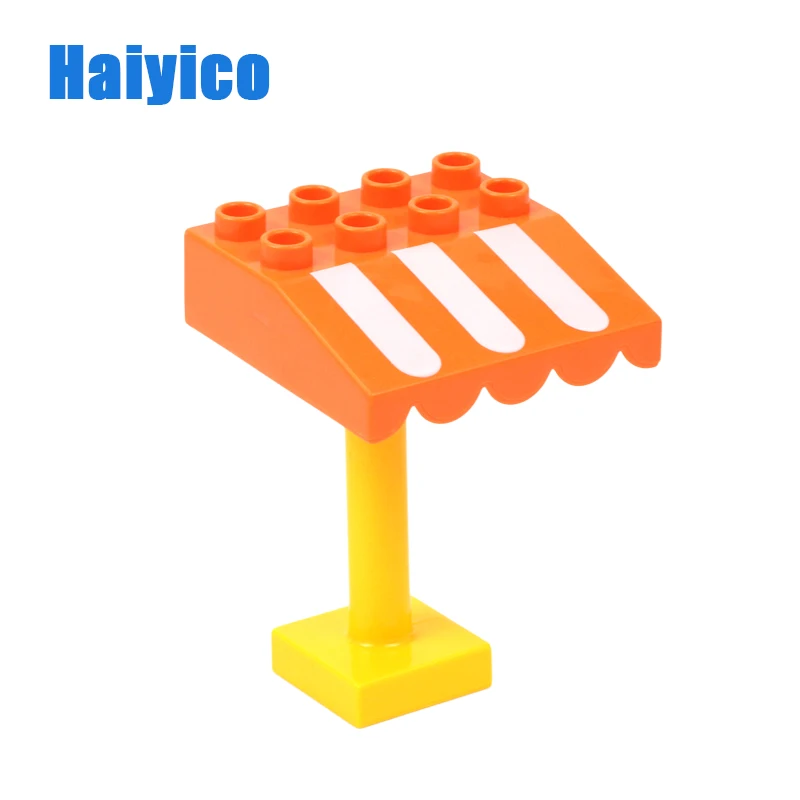 Набор аксессуаров для сборки больших частиц, строительные блоки, игрушки для творчества, совместим с Duplo зонтиками, забор для стула - Цвет: Orange Parasols