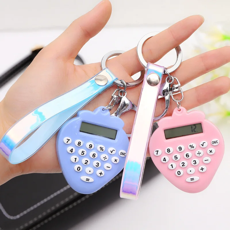 

New Plastic Casing Digits Electronic Mini Calculator Keychain Gift Student Handheld Stationery PU Leather Keyring Dropshipping
