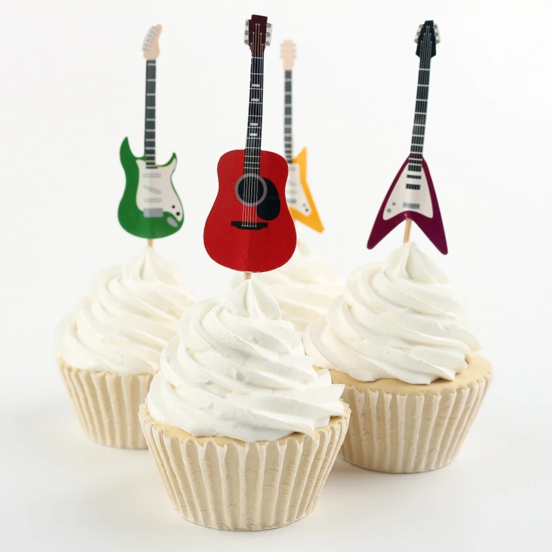 Electronic guitars cupcake toppers party kids baby bridal shower