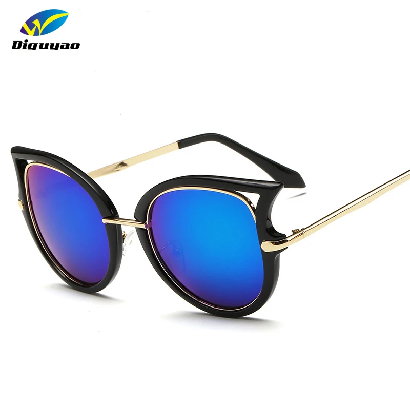 

DIGUYAO Fashion Metal Frame Sexy Cat Eye Sunglasses for Women Coating Brand vintage sun glasses female oculos de grau femininos