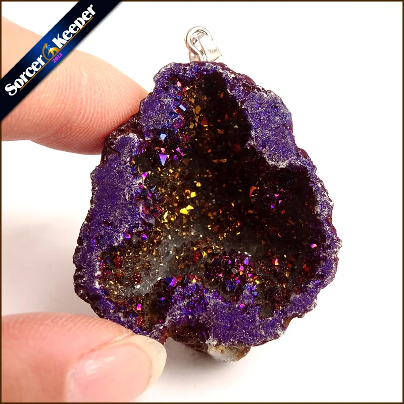 

Natural Raw Mineral Crystal Pendant Druzy Drop Pendants Pendulum Chakra Natural Stone Pendants For Jewelry Making YS902