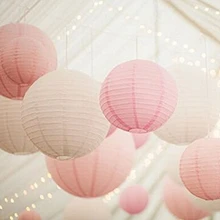 24 упак. смешанные размеры белый розовый Бумага Фонари абажур Свадьба центральным День рождения украшения сада
