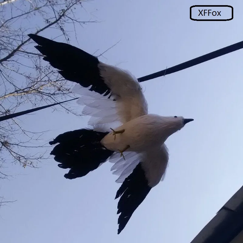 

big real life black&white Seagull model foam&feather wings seagull bird about 38x60cm xf0025