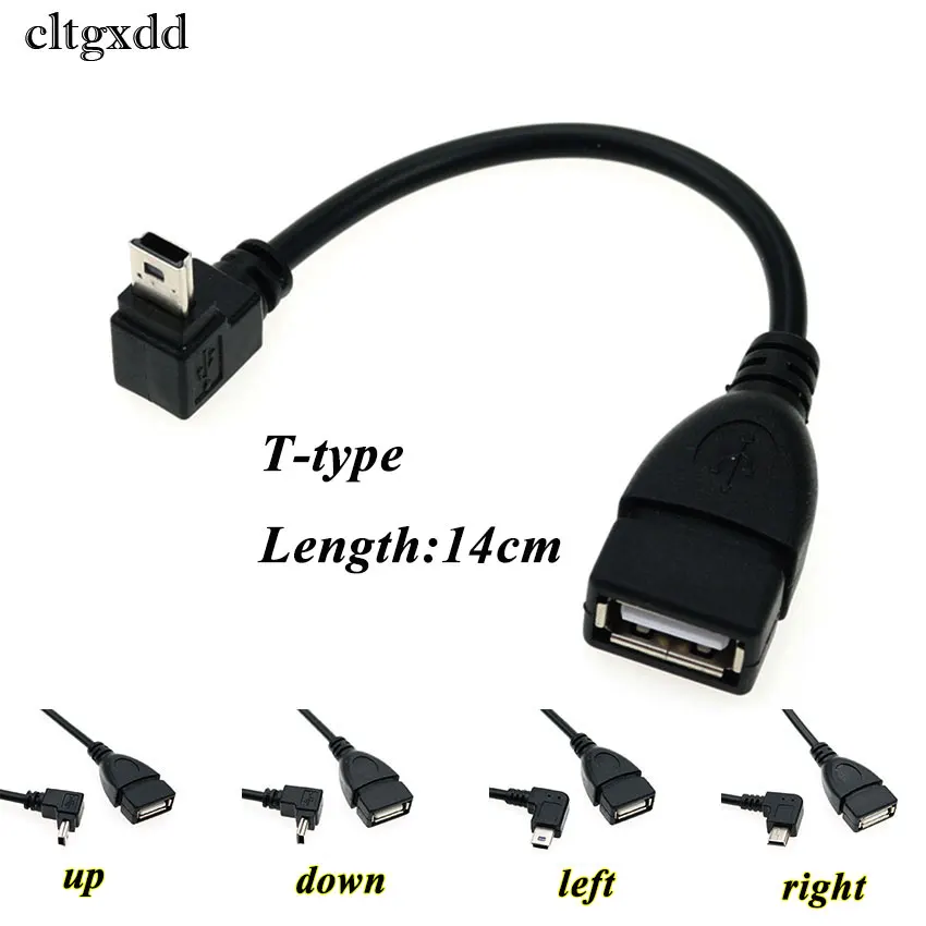

cltgxdd USB 2.0 Up&Down&Left&Right Anlgled Female to Mini 5P Male Adapter Connector 90D OTG Data Cable Cord Car Stereo Speaker