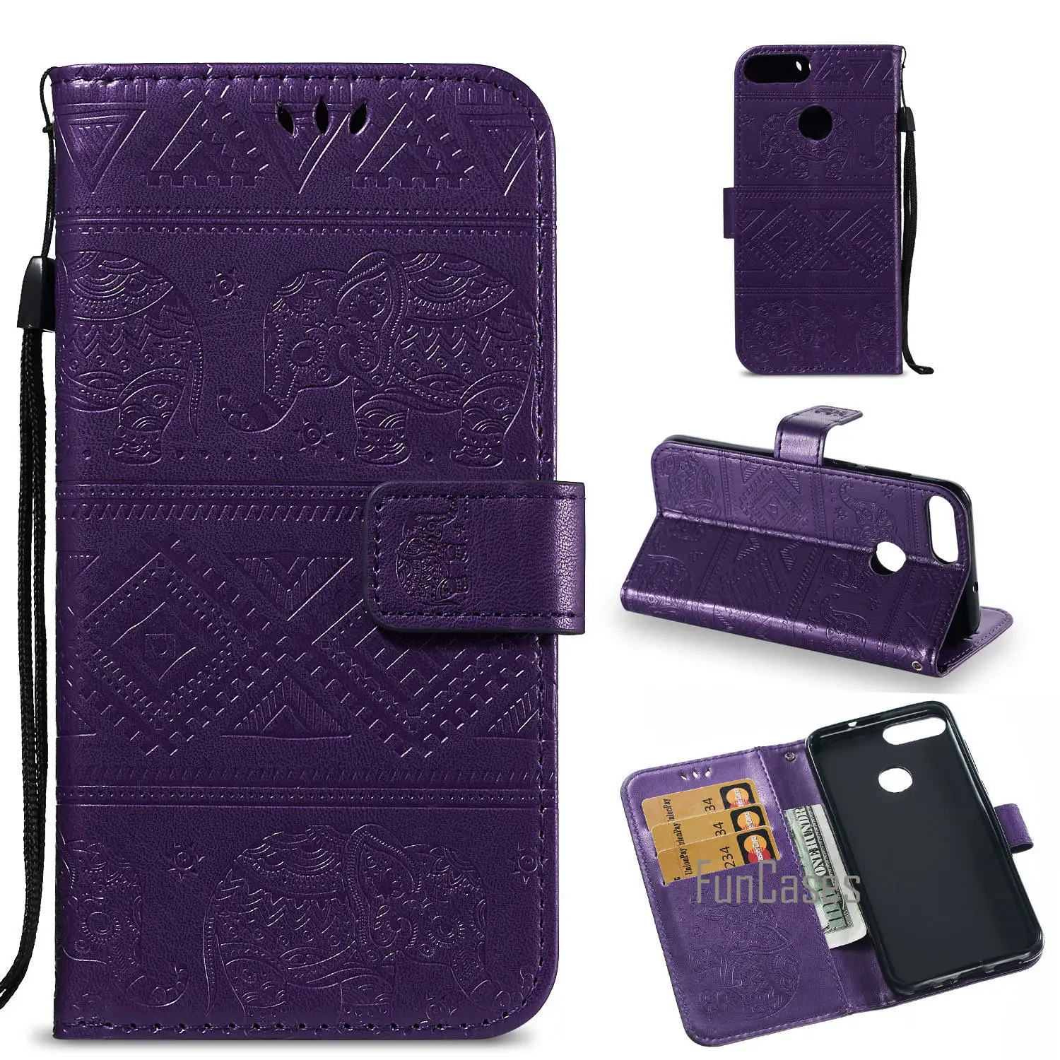 Тиснение флип чехол для телефона СПС Estuche huawei Enjoy 7 S слот карт Carcaso ювелирный Ascend P