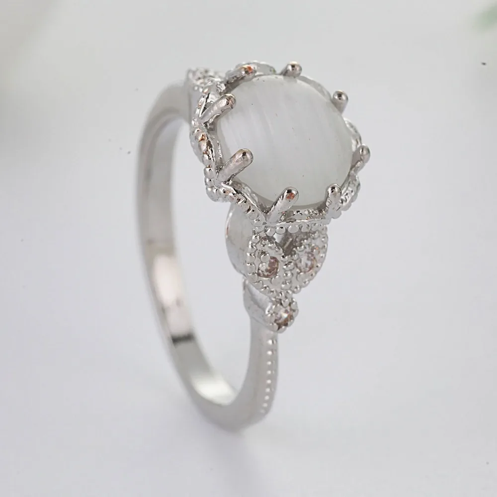 Кольца с лунным камнем для женщин, винтажное тибетское кольцо, капля воды, белое кольцо с камнем, женские модные ювелирные изделия, опт, Anel Femme F5S094