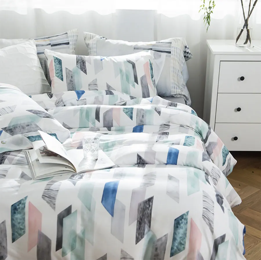 

Modern geometric bedding set adult teen child,full queen king fashion double home textile flat sheet pillow case duvet cover