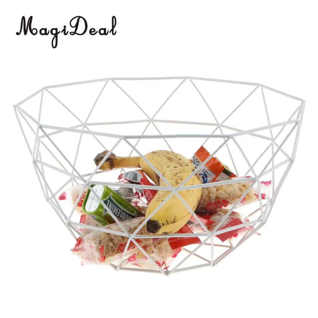 MagiDeal Iron Wire Fruit Basket Bowl Food Serving Basket Candy Biscuit Snack Holder, Apples Orange Bananas Basket