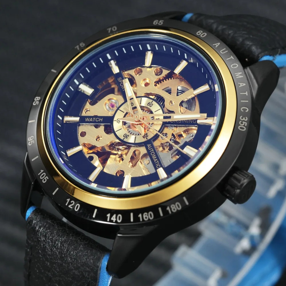 

FORSINING Fashion Sports Man Auto Mechanical Watch Leather Strap Creative Top Brand Luxury Wrist Watches WINNER HOT HOT Design