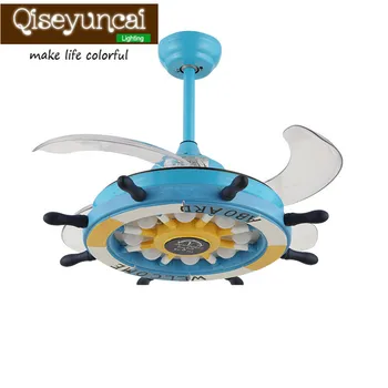 

Rudder cartoon children's invisible ceiling fan lights Mediterranean boys and girls bedroom restaurant inverter fan Lighting
