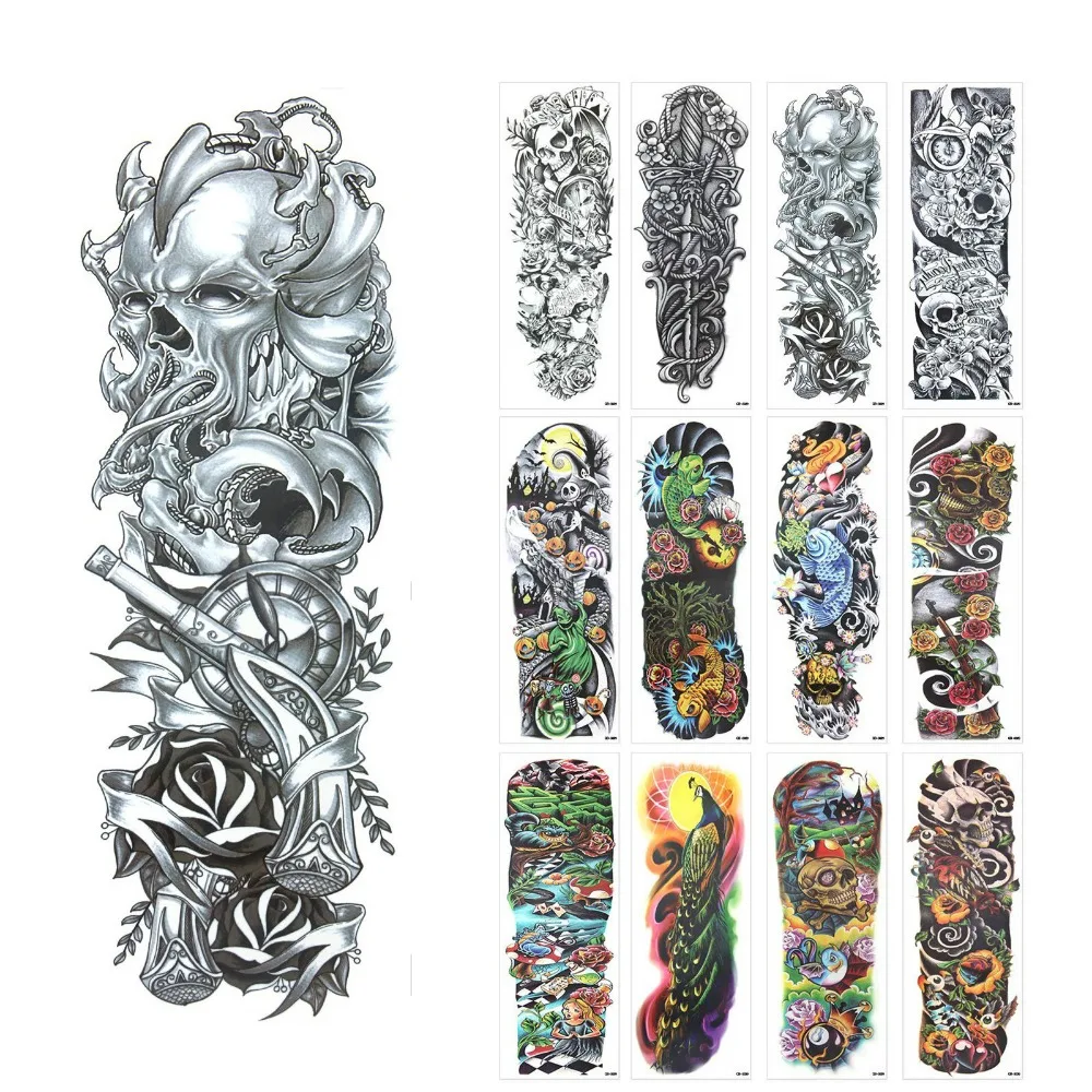 Татуировки на все руки съемные водостойкие 500 шт. QB 45*17 см|waterproof temporary tattoos|temporary