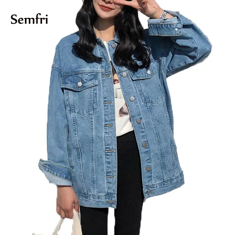 

Semfri Blue Denim Women Jacket Korean Style Basic Jeans Clothes 2020 Spring Autumn Female Casual Cowboy Body Fit Jeans Coat