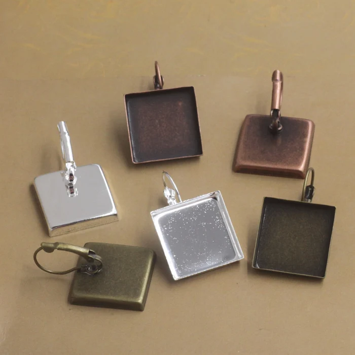 

20pcs Inner:16mm,18mm,20mm,25mm Square Antique Bronze Copper Earring hook,Vintage Brass Ear hook,Earrings accessories