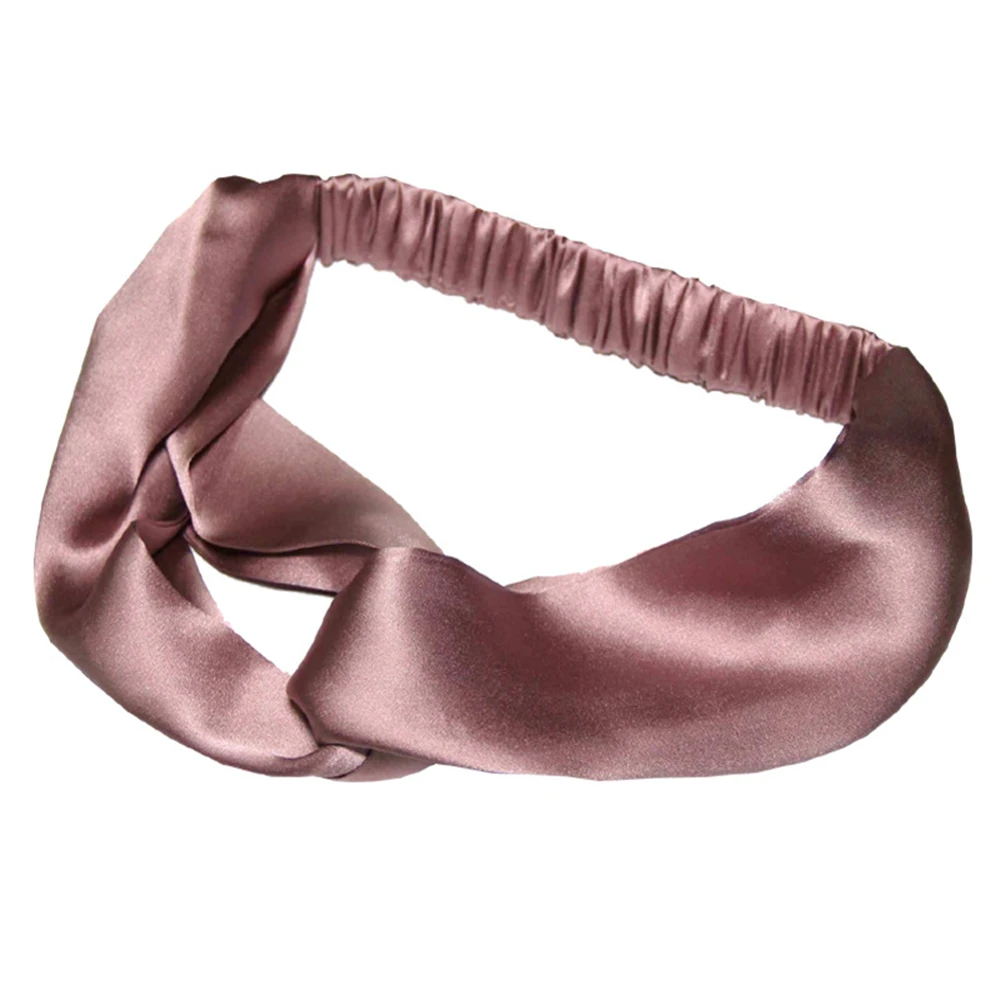 Мода шелк лента для волос Крест Эластичный пояс талисманы полотенце для волос ленты для волос - Цвет: Deep Pink