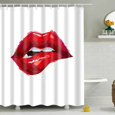 Модный, с изображением красных губ, занавеска для душа, цветная, Экологически чистая, полиэстер, высокое качество, моющаяся, для ванной, Декор, занавеска для душа, 1 шт - Цвет: TZ170452