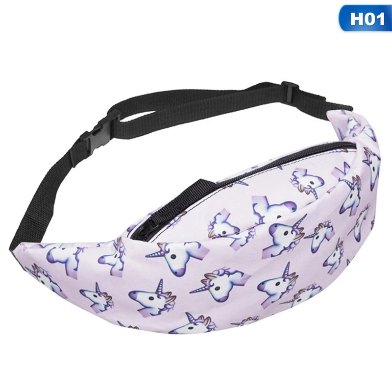 

New 3D Colorful Waist Pack for Men Fanny Pack Style Bum Bag unicorn Women Money Belt Travelling Mobile Phone Bag