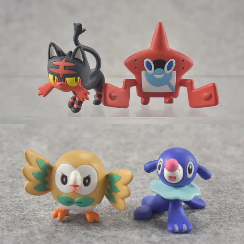 FMRXK 4~ 7 см аниме мультфильм Солнце Луна Rowlet Litten Popplio Tapu Koko Rotom ПВХ Фигурки игрушки Модель Коллекция для детей