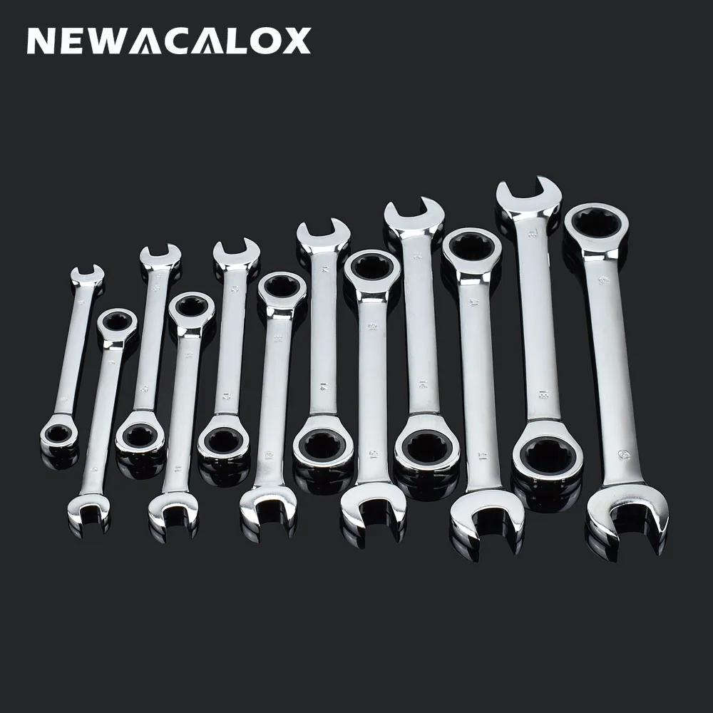 

NEWACALOX NEWACALOX 12PCS Torque Wrench Kit 8-19mm Ratchet Universal Spanner Key Tool Set for Car Repair Chrome Vanadium Steel
