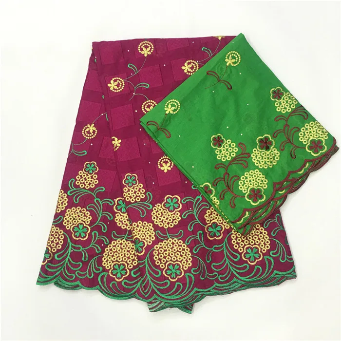 

Nice 5Y African flower embroidery cotton lace fabric with 2y Swiss voile lace cloth FTCV3(5y+2y) many color