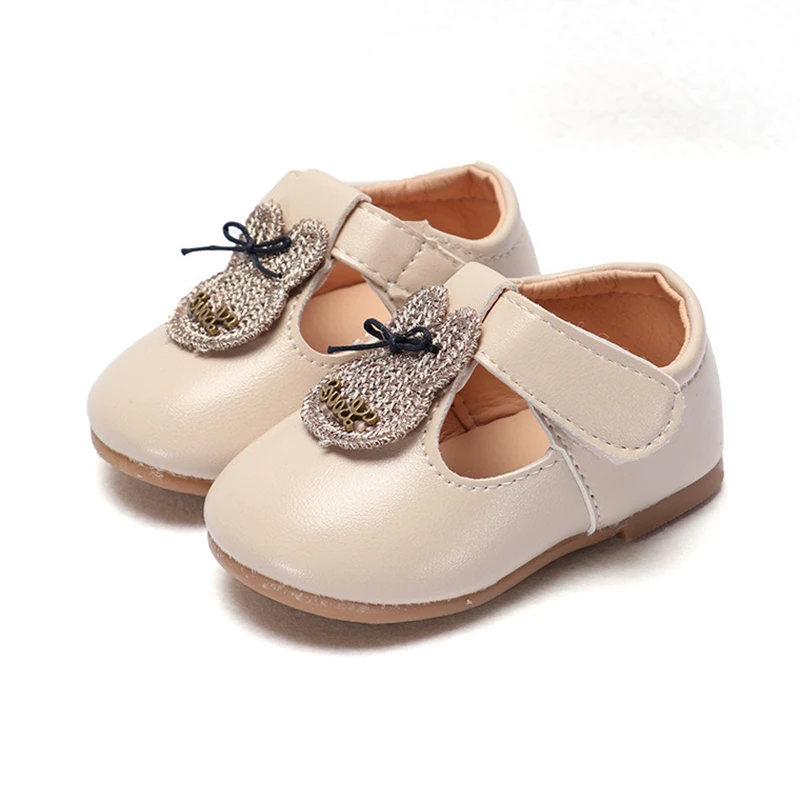 Cuzullaa Kids Fashion Rhinestone Rabbit Shoes For Girls Princess Casual