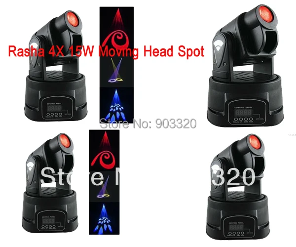 4X LOT 15W  LED Mini Moving Head Spot Light,Moving Stage Moving Head GOOS,Stage Effect Light for Bar,KTV,Hotel