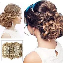 Women Curly Chignon Plastic Comb Hair Extension Hairpiece wig Clip In Big Hair Bun Claws pin crown tiara Hair accessoires