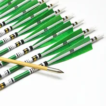 12pcs 31″ Wooden Arrows with green Turkey feathers for Shooting Recurve bow