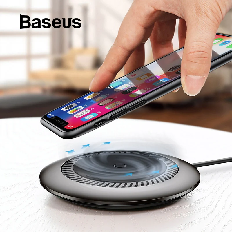 

Baseus Automatic Whirlwind Wireless Charger For iPhone Xs Max XR Samsung Note 9 Desktop Fast Wireless Charging with built-in fan