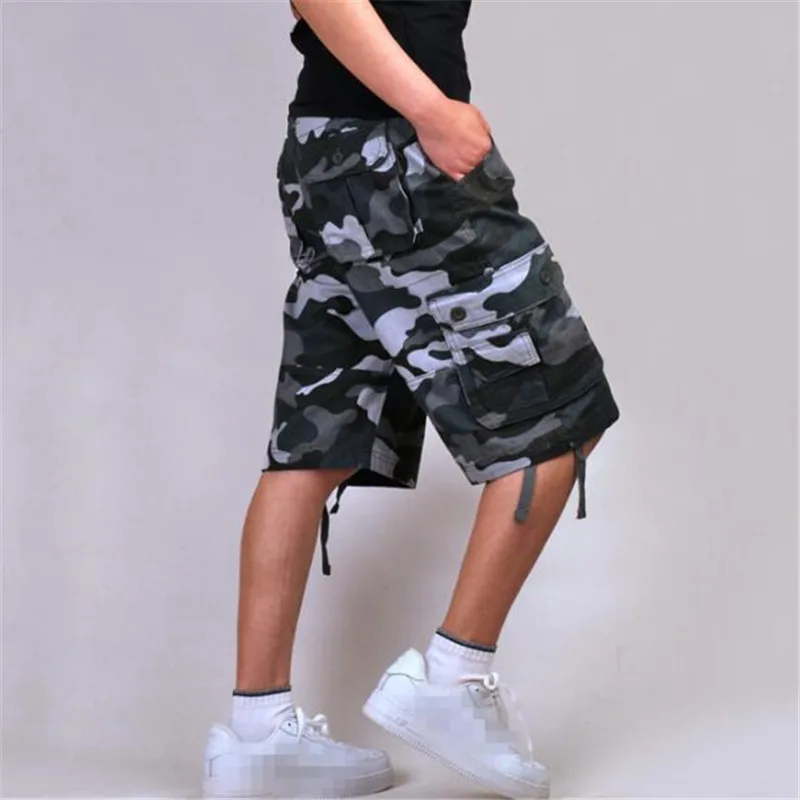 Мужские тактические шорты, летние мешковатые, с карманами, военные, камуфляжные, карго шорты, мужские шорты для бега, мужские свободные короткие штаны