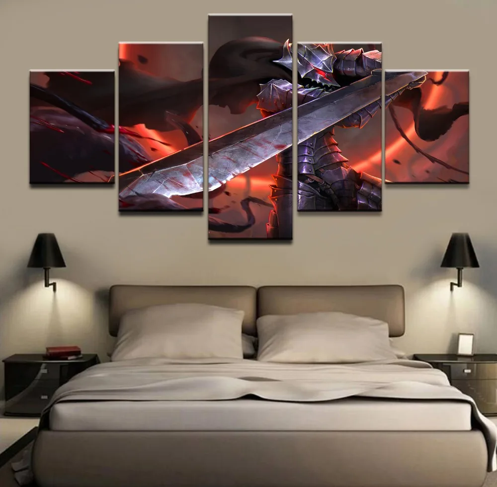 Wall Art домашний декор рамки холст фотографии 5 шт. Anime Berserk Броня кишки меч Картины