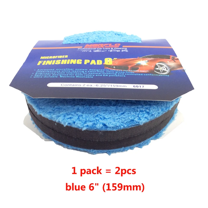 MARFLO краска для ухода за автомобилем " микрофибра Buff губка Полировочная подушечка восковая подушечка как для роторного, так и средство для полировки DA - Цвет: 6inch blue pad