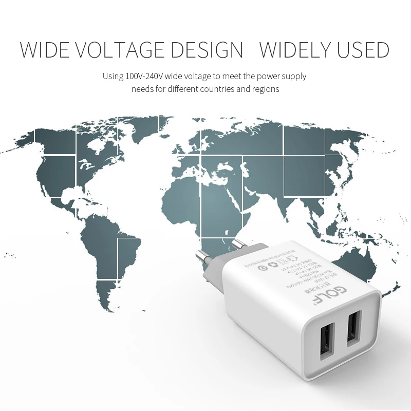 Гольф USB Зарядное устройство 5V2. 1A Универсальный 2 Порты Портативный Путешествия стены переходник для зарядного устройства samsung ЕС Подключите мобильный телефон Зарядное устройство для iPhone