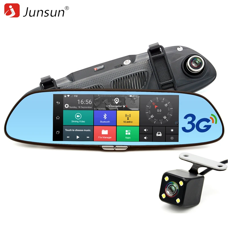 imágenes para Junsun 7 "3G Cámara Del Coche DVR GPS Bluetooth Dual Lente Espejo Retrovisor Grabador de Vídeo Full HD 1080 P de Vehículos DVR Espejo Dash cam imágenes para Junsun 7 "3G Cámara Del Coche DVR GPS Bluetooth Dual Lente Espejo Retrovisor Grabador de Vídeo Full HD 1080 P de Vehículos DVR Espejo Dash cam