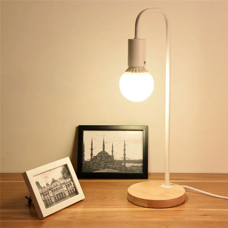Современная Деревянная настольная лампа в скандинавском стиле, прикроватные деревянные настольные лампы для спальни, простые металлические настольные светильники, декоративное освещение для комнаты E27 40W