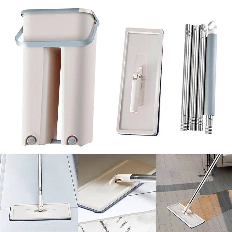 

Economical Mop Bucket System for Floor Cleaning 2 in 1 Wash Dry with Washable Flat Fiber Mop Pads ds99