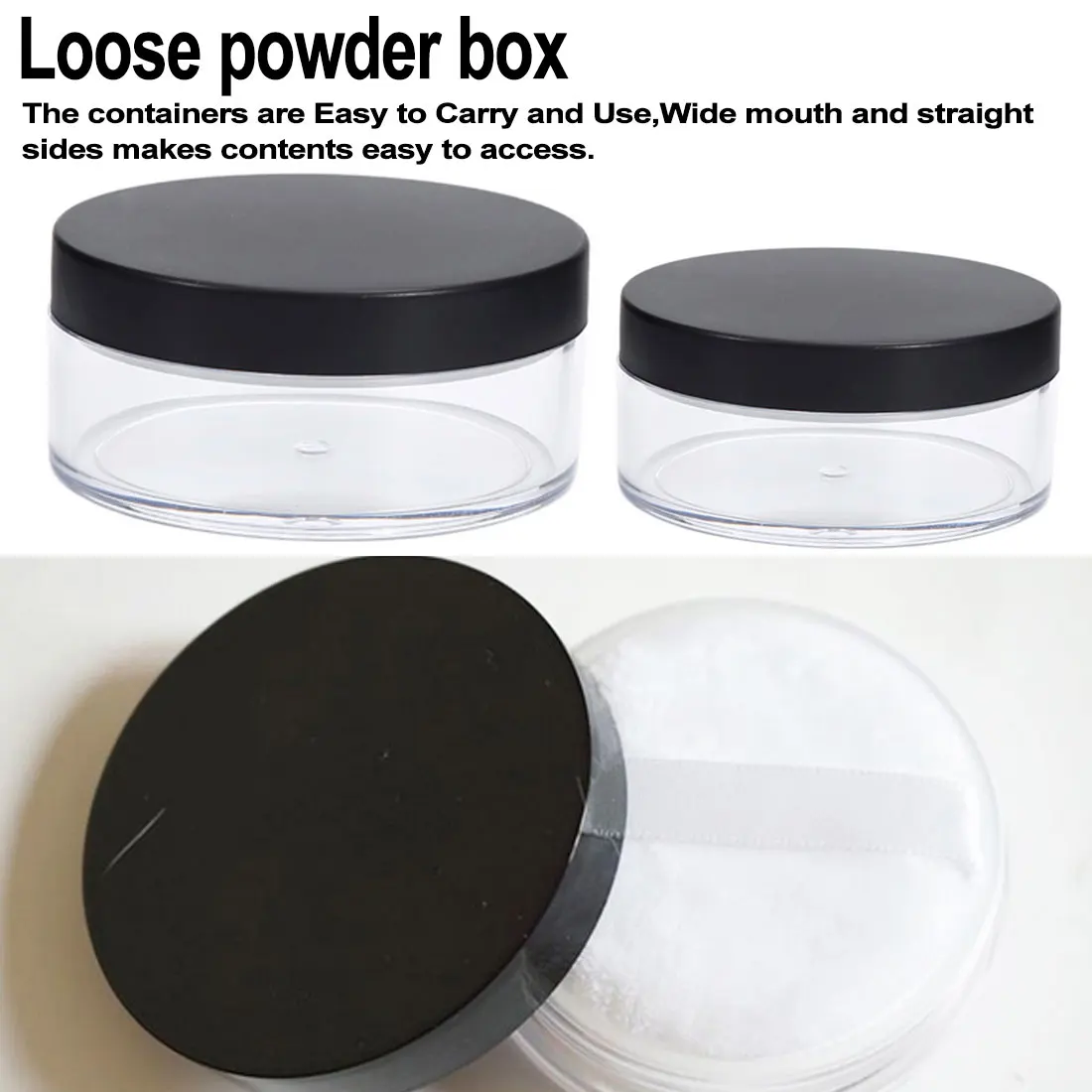 30 г/50 г пластиковая пустая банка косметический дорожный контейнер для нового свободного порошка слоеные Бутылочки для присыпки с черной крышкой
