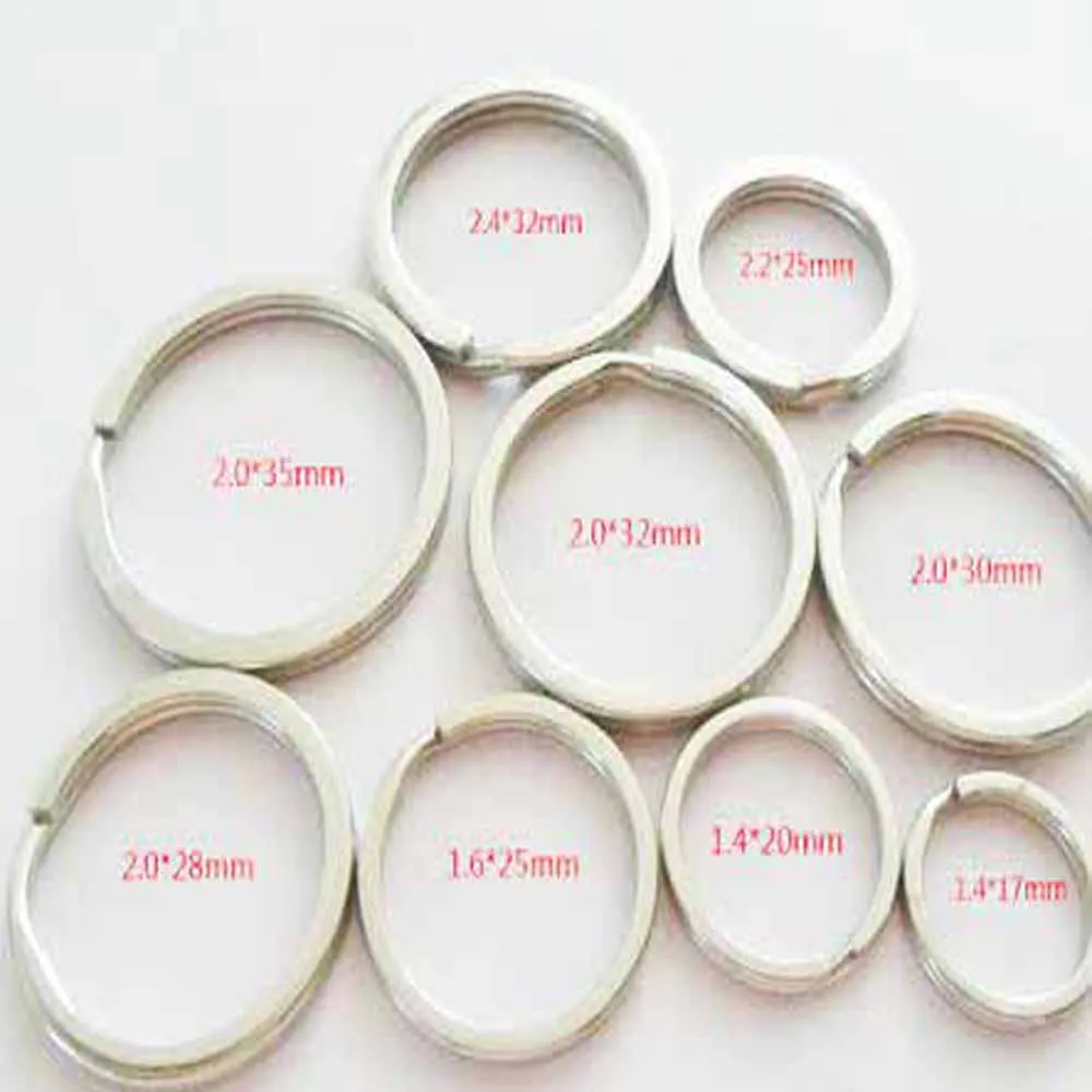 

XRHYY 20PCS Round Various Size Flat Chain Ring Metal Split Ring For Office Home Hang Card Making Ring Key Car Keys Organization
