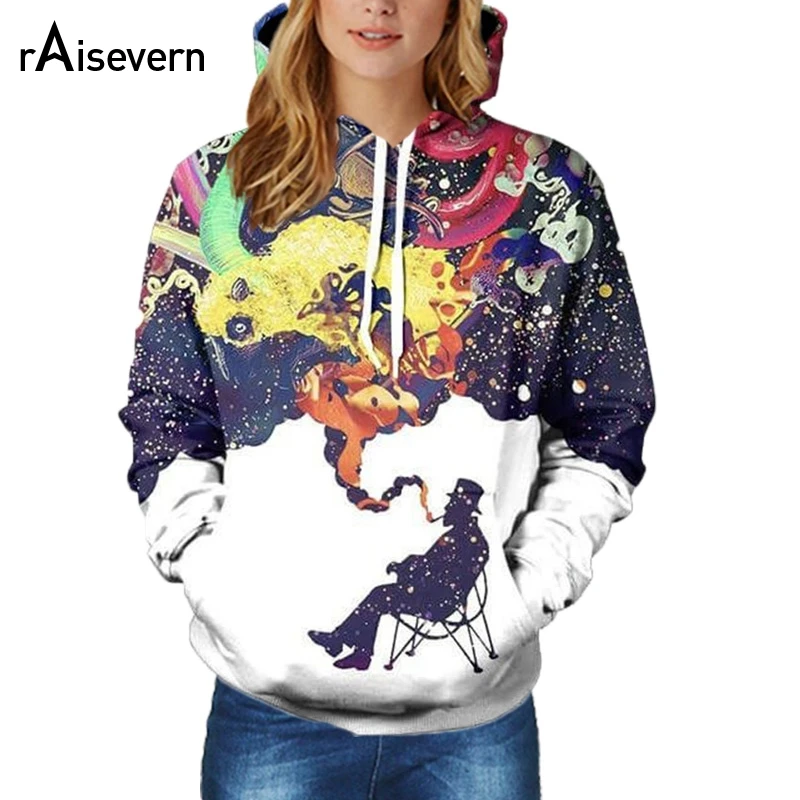 Raisevern Новое поступление модные 3D Толстовка Забавный человек для печати Galaxy свитер с космосом для мужчин женщин с капюшоном пуловеры