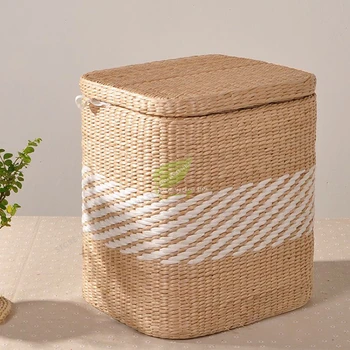 

Pastoral Country Style Ratten Sorage Box Bin Dirty Clothes Organizor Storage Stool Environmental Protection Bearing 150Kg