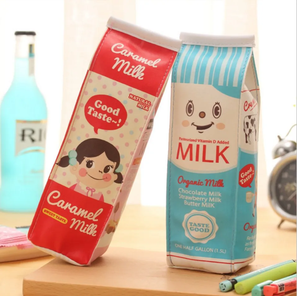Creative Cute Pencil Bags Simulation Milk bag Pencil case Schools