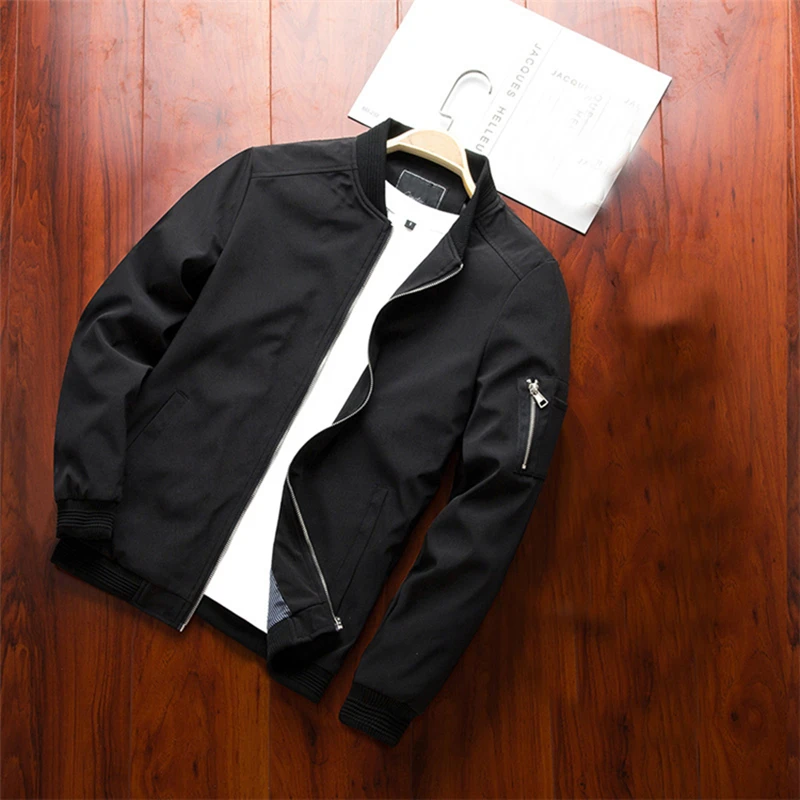 

Spring Autumn Men's Bomber Jackets Casual Male Outwear Windbreaker Stand Collar Jacket Mens Baseball Slim Coats Brand Clothing