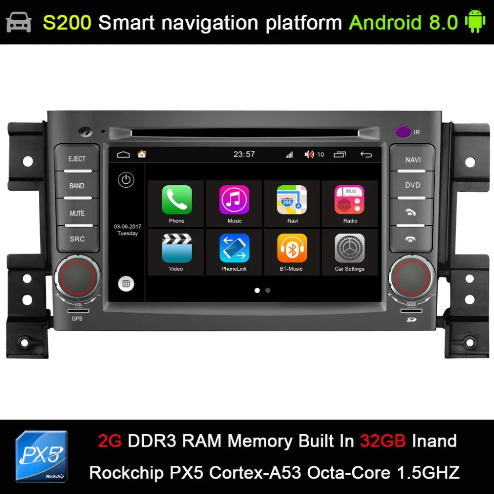 

Android 8.0 system PX5 Octa 8-Core CPU 2G Ram 32GB Rom Car DVD Player GPS for Suzuki grand vitara 2007-2013 Car Raido Player