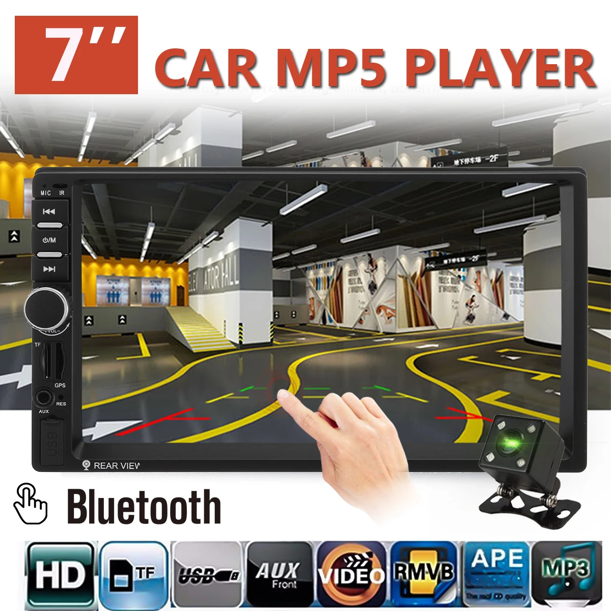 

2 Din Car Radio 7" HD MP5 Player Bluetooth Multimedia USB/AUX/FM Autoradio Audio Stereo Car Backup Monitor Rearview Camera
