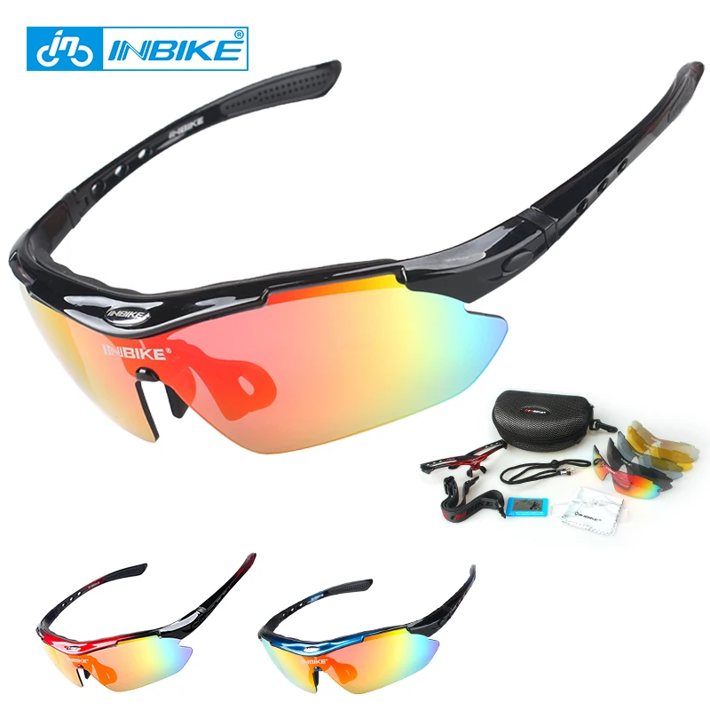  INBIKE Cycling Sunglasses Bike Bicycle Glasses Polarized Eyewear Goggle 5 Lens 3 Colors Frame UV Pr