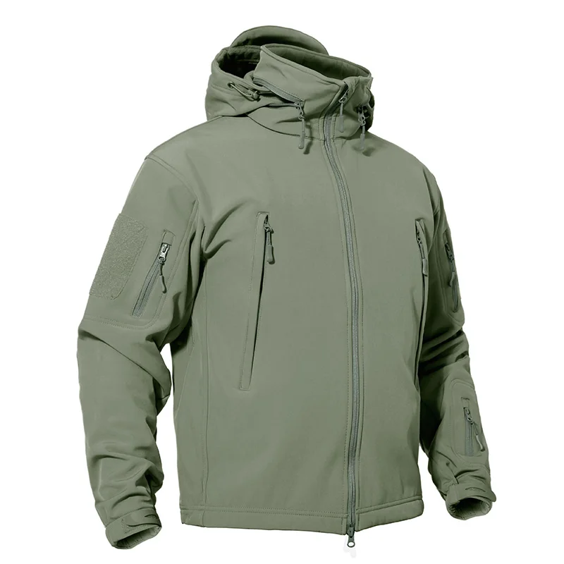 TACVASEN тактическая флисовая куртка для мужчин Зимние флисовые военные куртки с капюшоном ветровка водонепроницаемая ветрозащитная куртка армейская одежда для охоты - Цвет: Army green