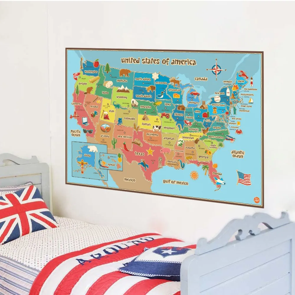 Ee Uu Ingles Mapa Pegatinas De Pared De Mapa De Los Estados