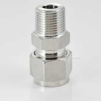 

MEGAIRON 3/8" 10mm Card-type Connector Bite Type Tube Fittings Male Threaded Double Ferrule Connector Stainless Steel SS304