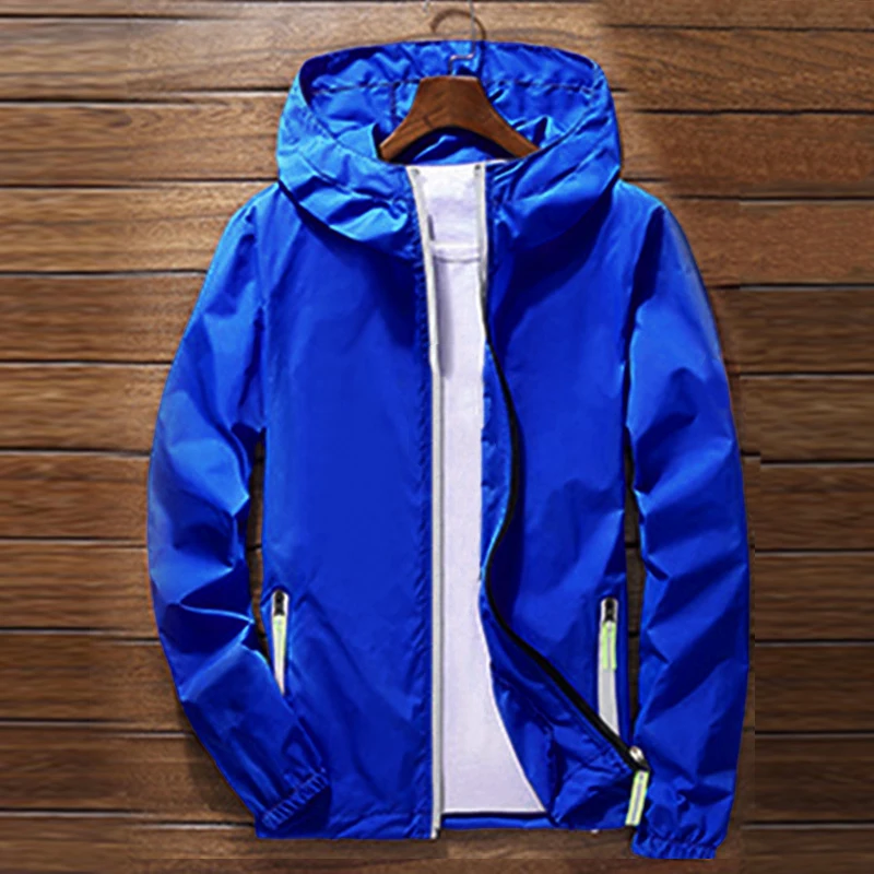 Oversize Men Windproof Cycling Jackets Male Male's Zip Thin Coat 2018 Autumn Sport Outdoor Hooded Waterproof Jackets Sportwear