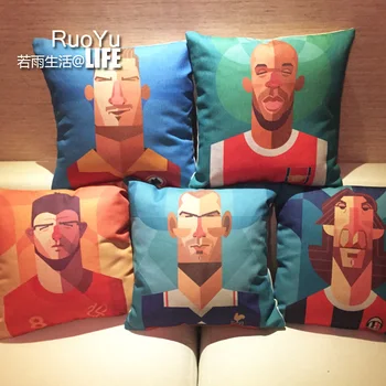 

Modern Football Star Cotton Linen Printed Pillowcase Cartoon Fans Supplies Cushions Decorative Pillow Home Decor Throw Pillow